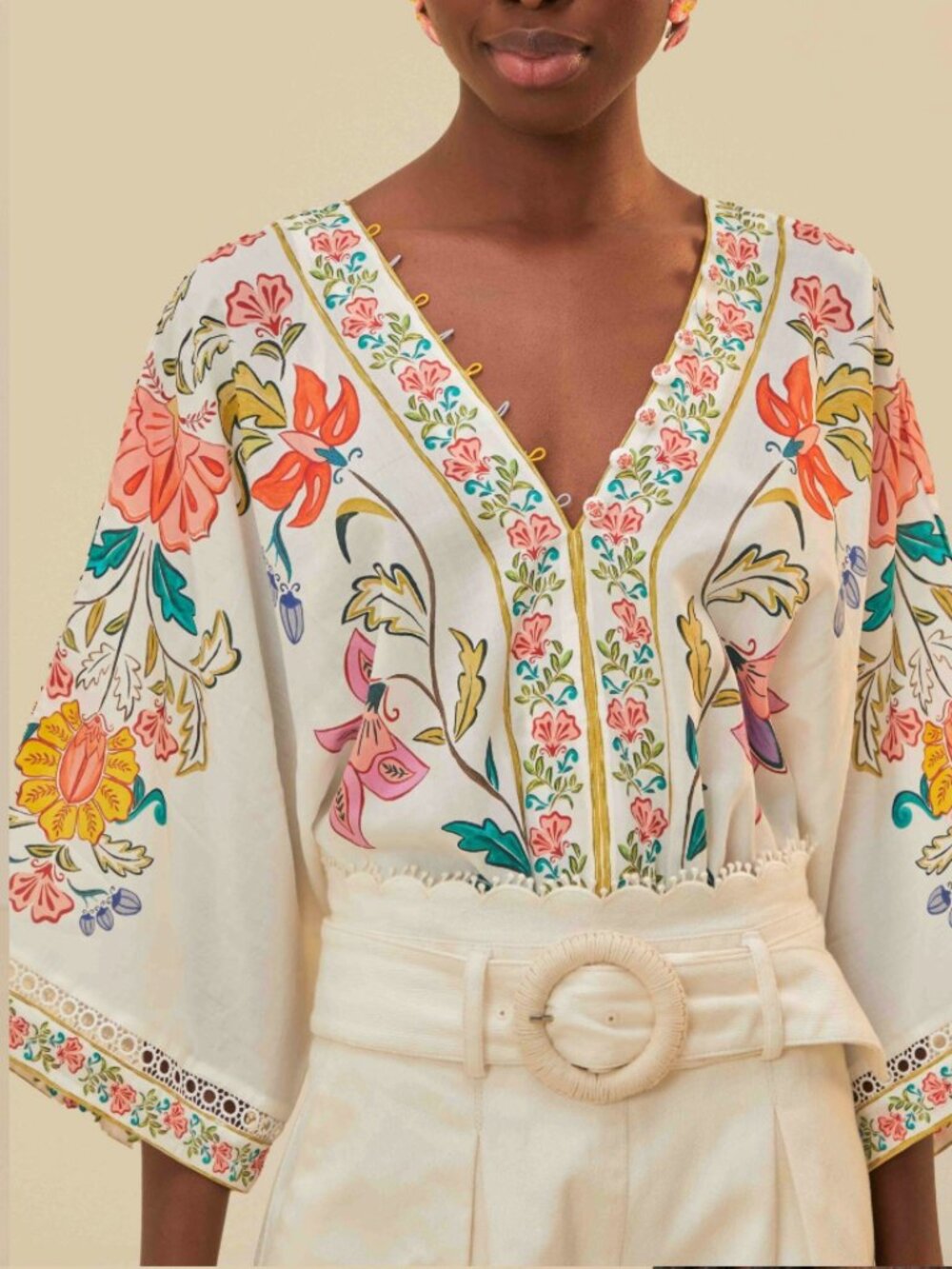 FARM Rio Off-White Insects Floral Bodysuit - Picture 1 of 13